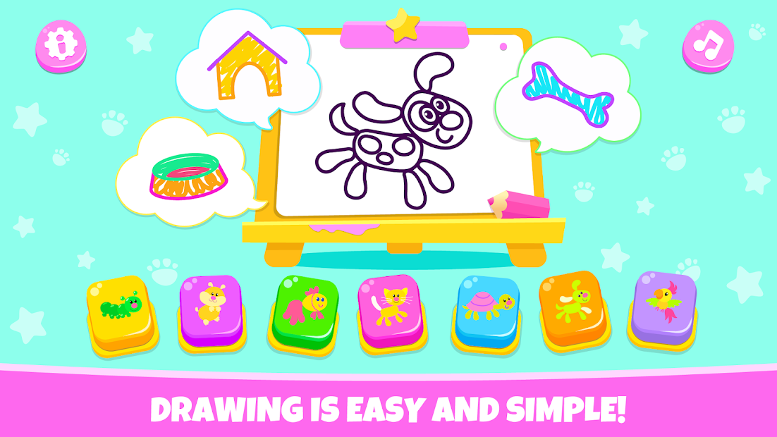 Pets Drawing for Kids and Toddlers games Preschool