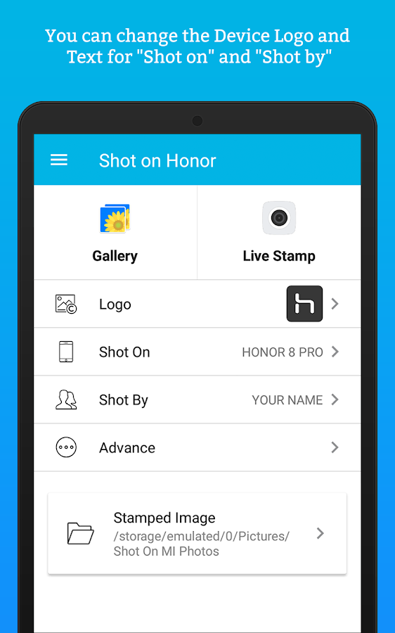 ShotOn for Honor: Add Shot on tag to Gallery Pics