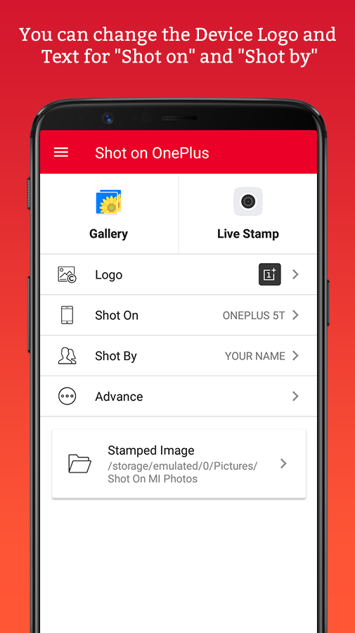 ShotOn for One Plus: Add Shot on to Gallery Photos