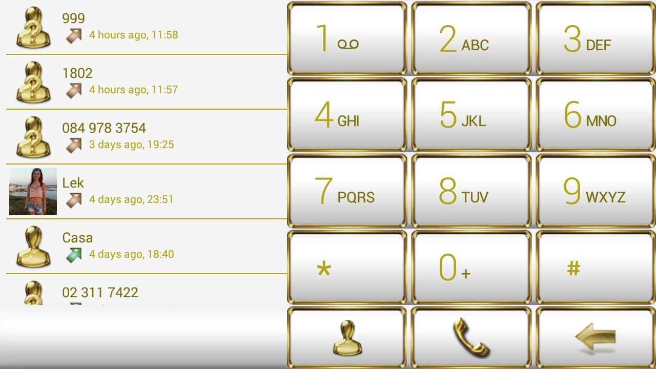 exDialer Metal Frame Gold White Theme