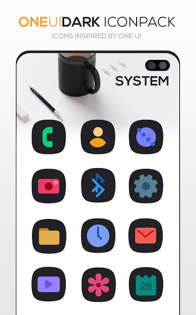 ONE UI DARK Icon Pack : S10