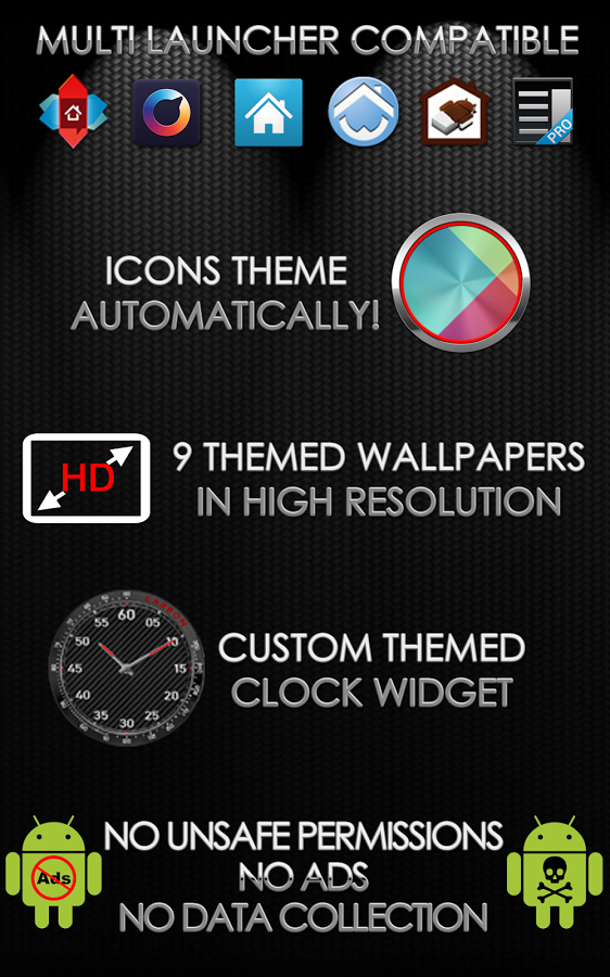 Carbon Theme for Apex Nova ADW