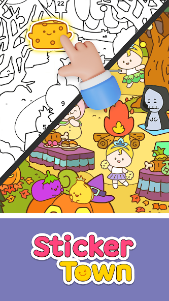 Sticker Town Puzzle:Color Book