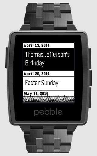 Calendar for Pebble