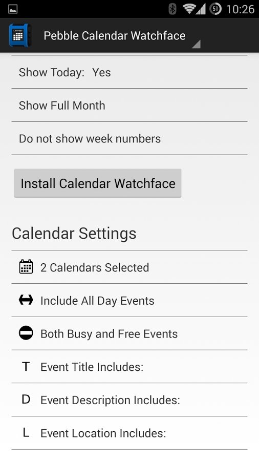 Calendar for Pebble