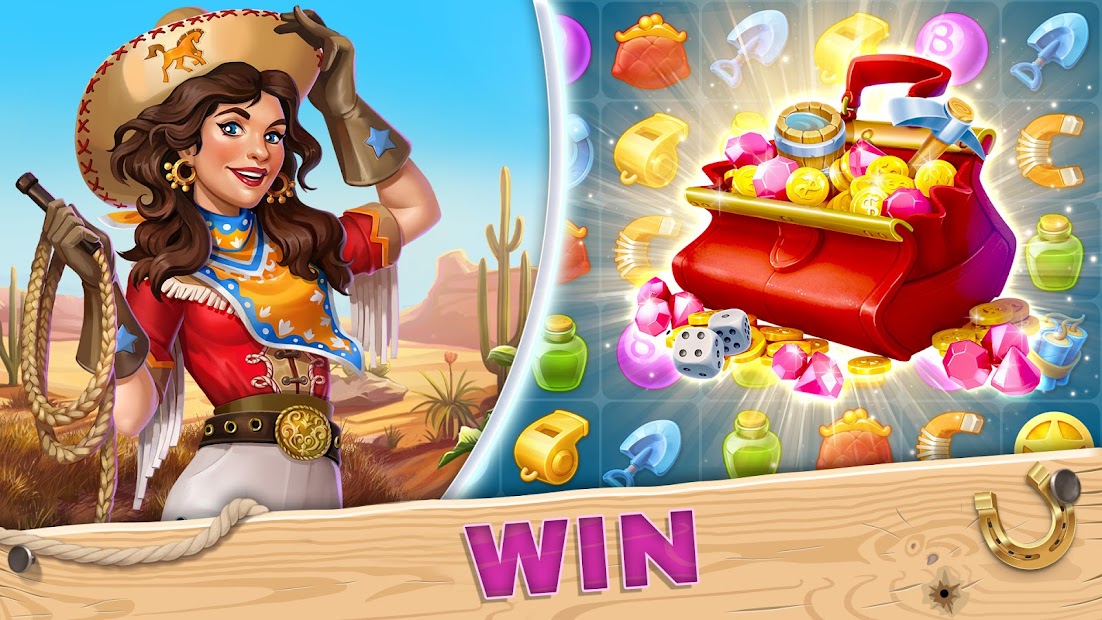 Jewels of the Wild West・Match 3 Gems. Puzzle game (Mod Money