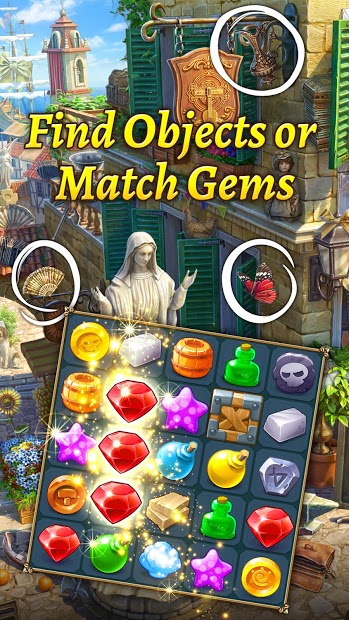The Hidden Treasures: Find Hidden Objects・Match 3  (Mod Mone