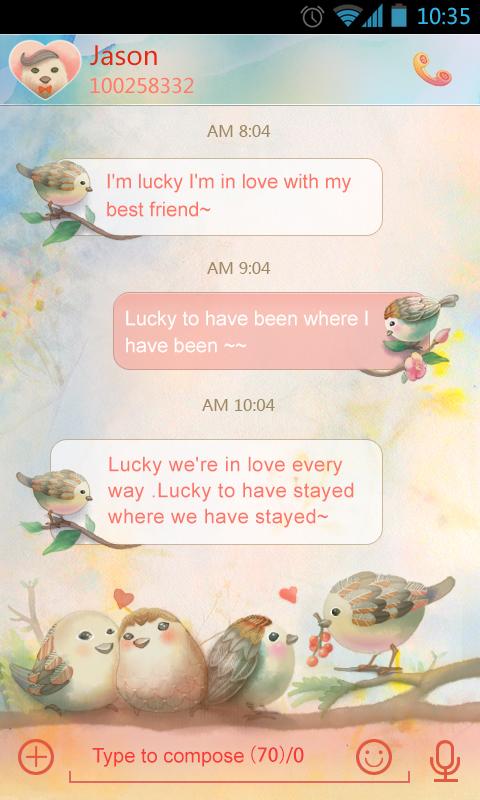 GO SMS Pro Lovebird Theme EX