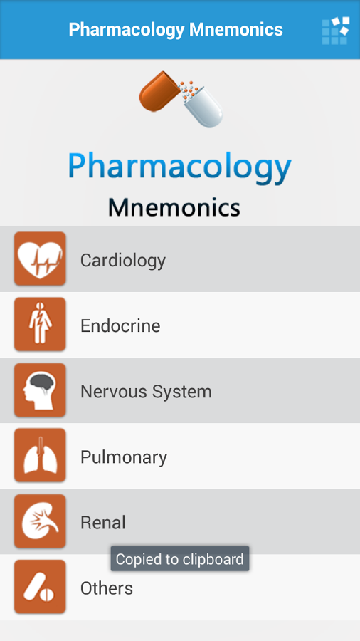 Pharmacology Mnemonics