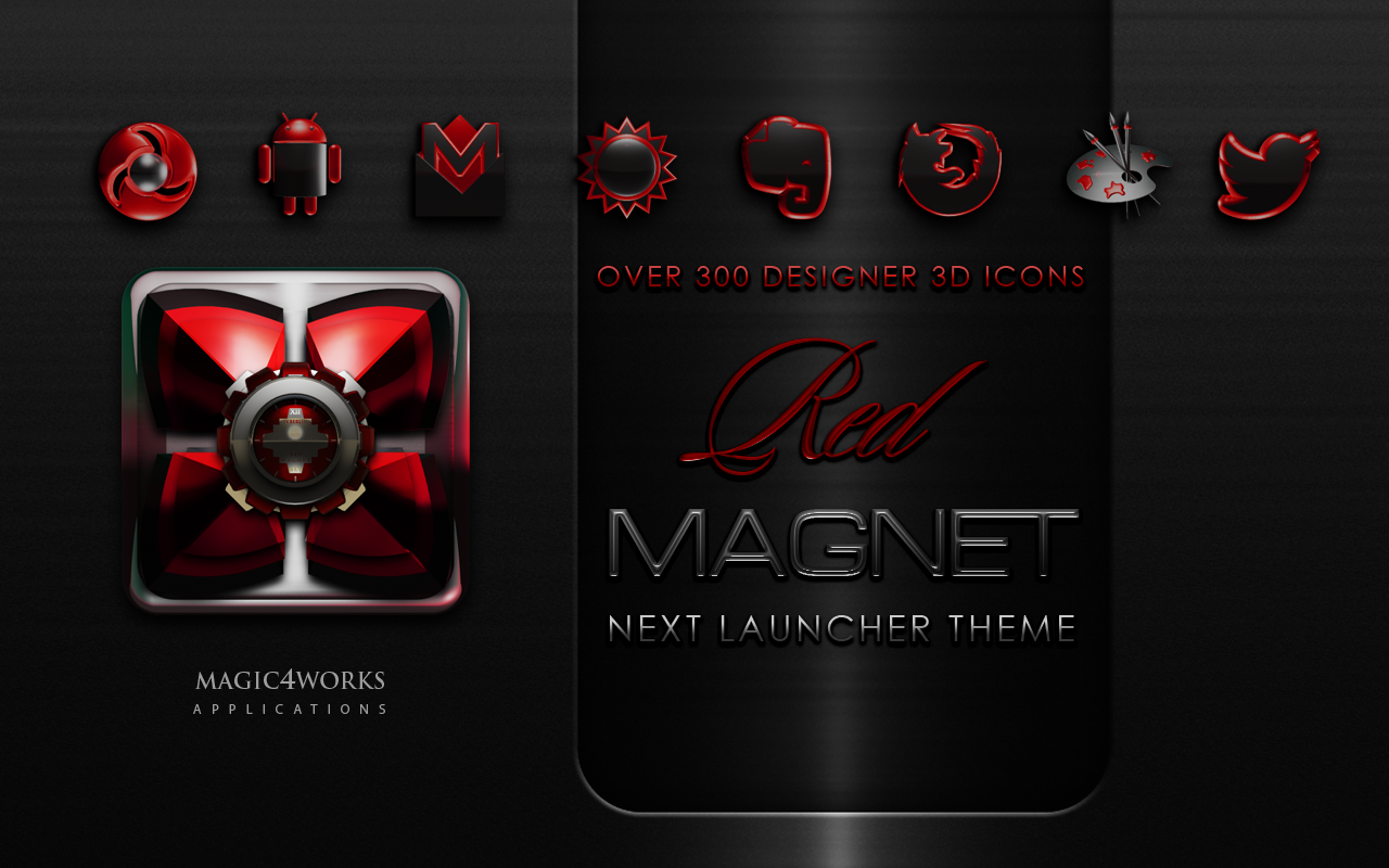 Next Launcher Theme Red Magnet