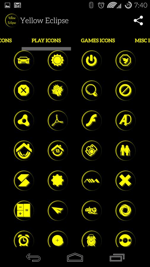 Yellow Eclipse Launcher Theme