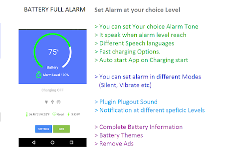 Battery Full Alarm and Battery Low Alarm - No Ads