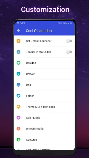 Cool Q Launcher for Android™ 10 launcher UI, theme