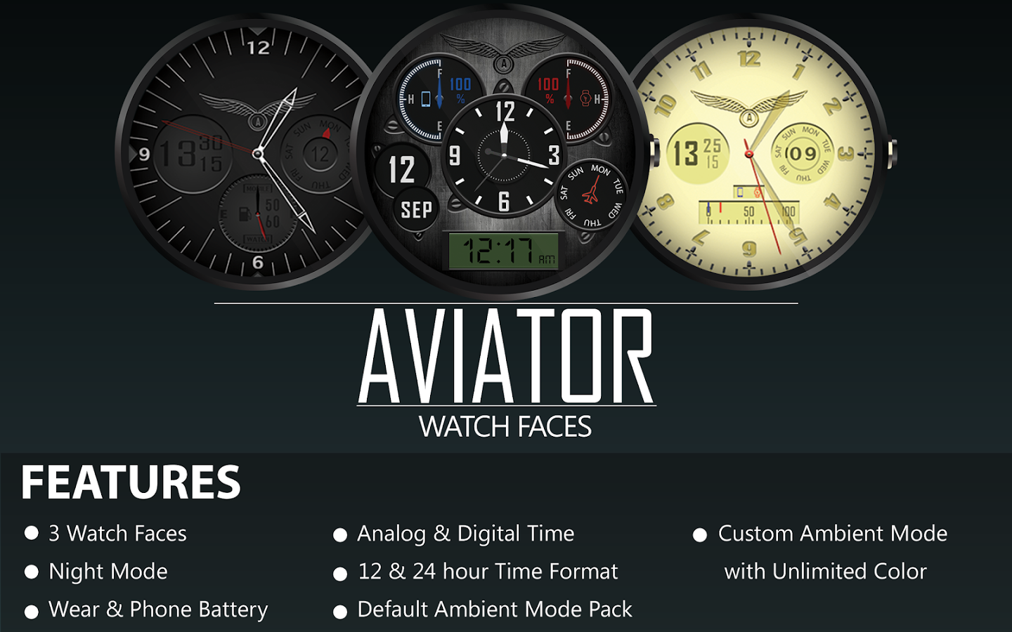 Aviator watch face HD Bundle