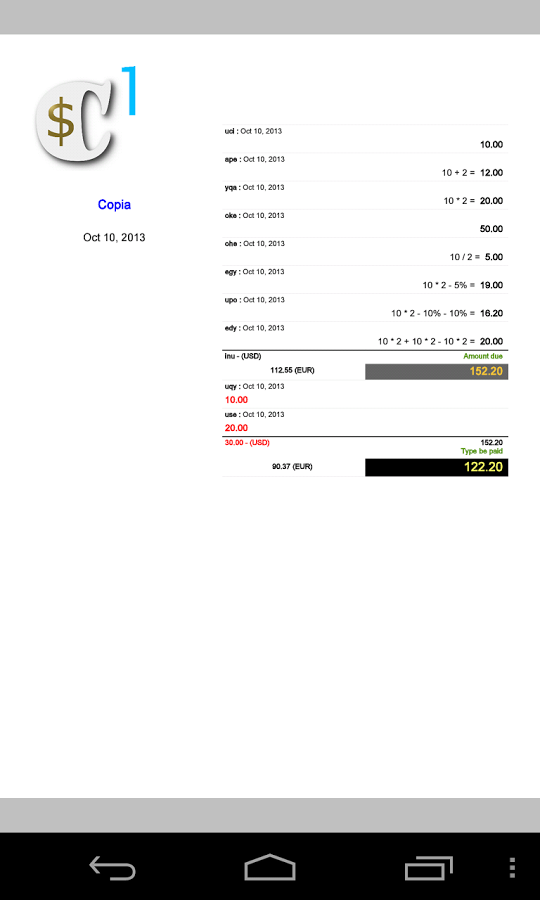 Business commercial calculator