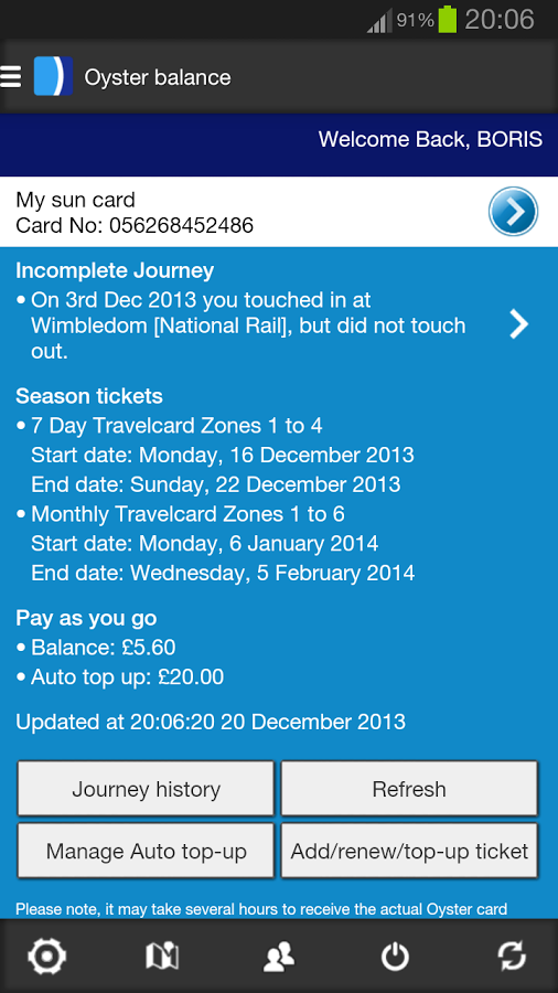 London Oyster Contactless +