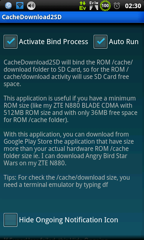 Cache Download to SD (root)