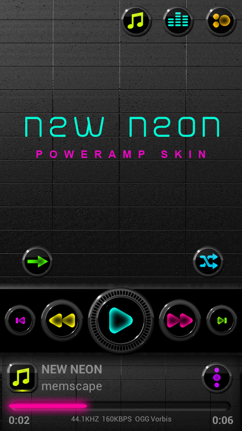 Poweramp skin New Neon