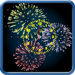 Fireworks With Analog Clock 