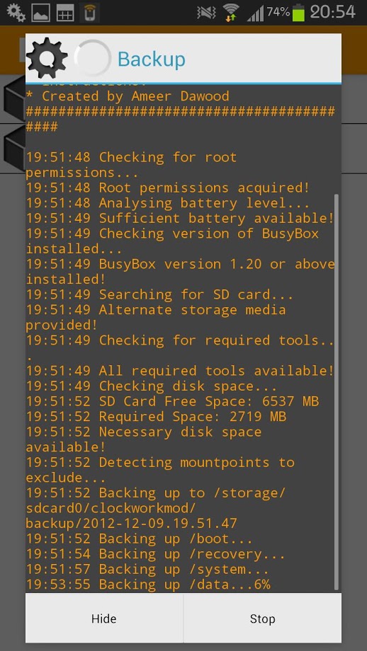 OBackup - Nandroid backup