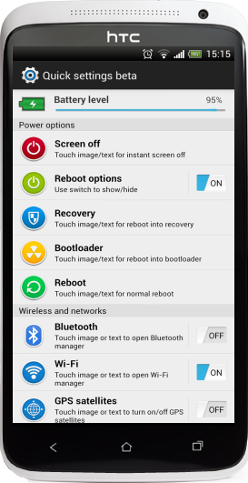 Sense 5 Quick settings