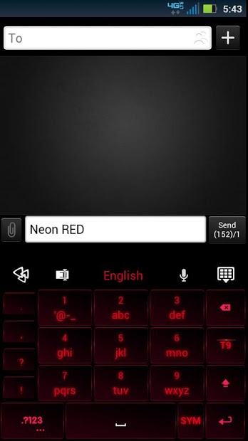 GO Keyboard Neon Red Theme