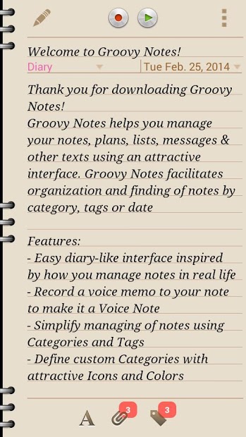 Groovy Notes - Personal Diary