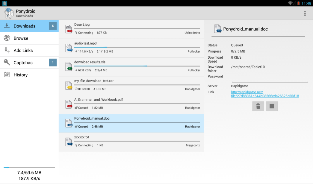 Ponydroid Download Manager