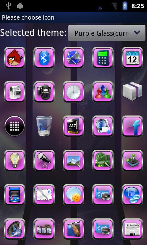 Purple Glass Go Launcher Theme