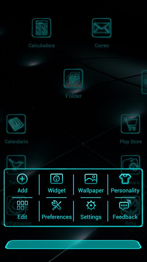 Next Launcher Theme Glow Cyan