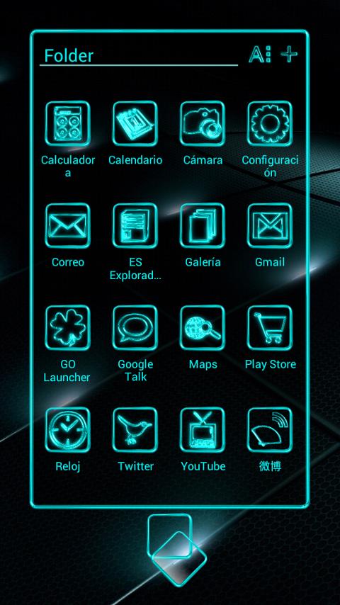 Next Launcher Theme Glow Cyan