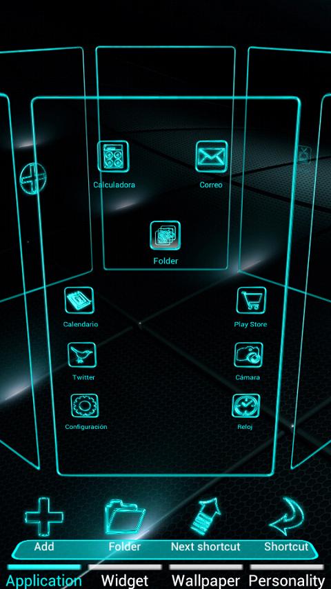 Next Launcher Theme Glow Cyan