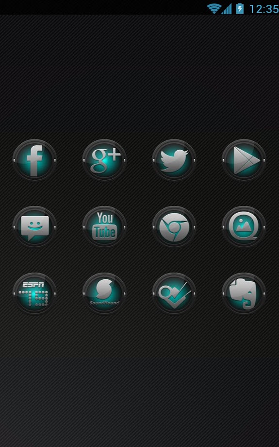 Icon Pack - Black and Cyan