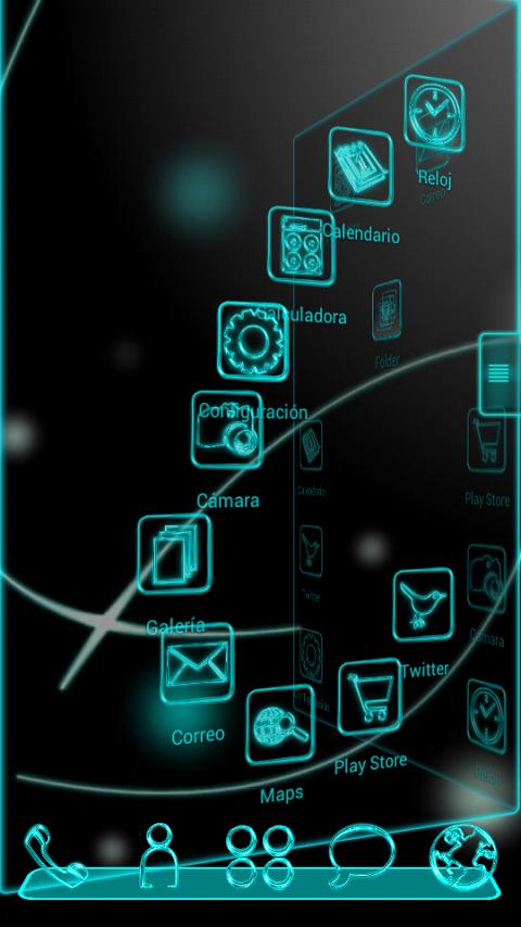 Next Launcher Theme Glow Cyan