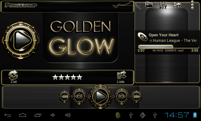 Gold Glow Magic Poweramp skin