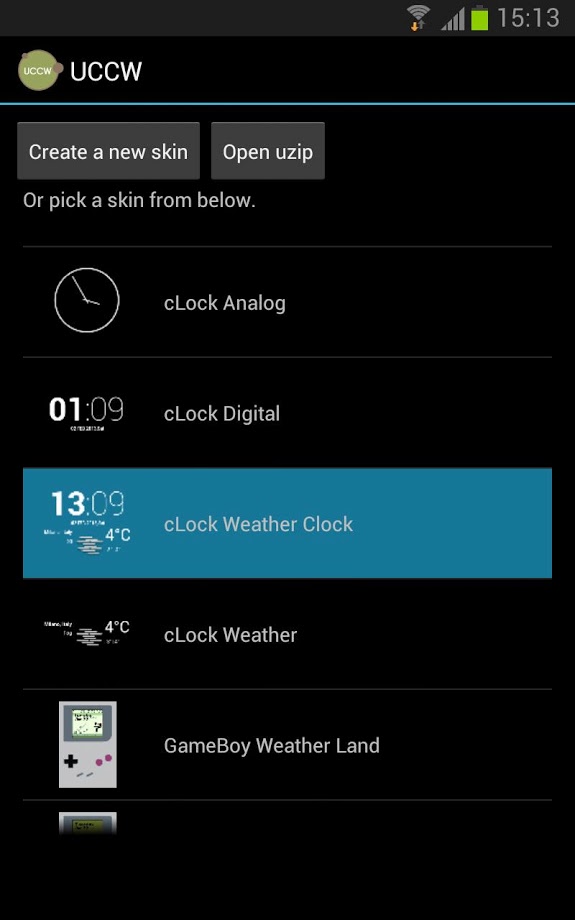 cLock Weather Widget UCCW skin