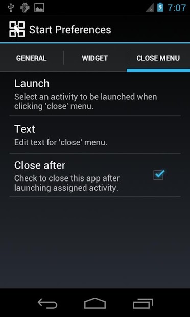 Start menu for Android
