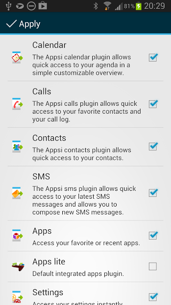 Appsi sidebar