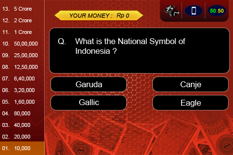 Indonesian Millionaire quiz