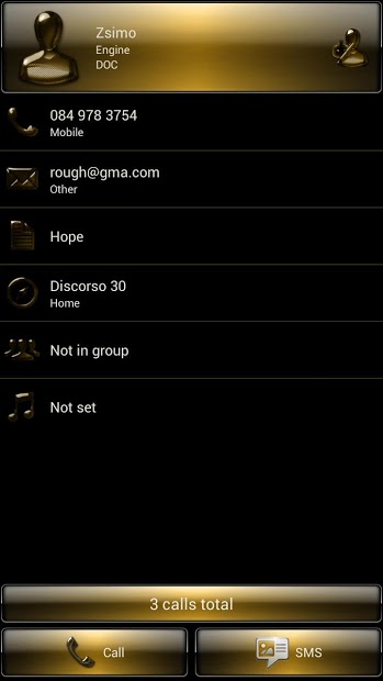 exDialer Gloss Gold Theme Skin