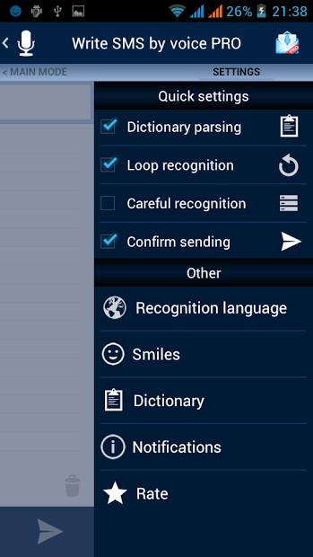 Write SMS by voice PRO