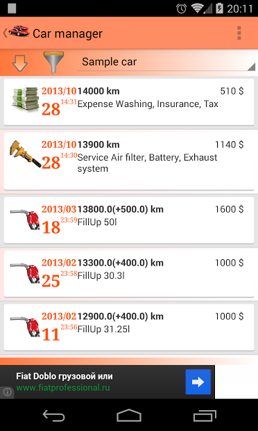Car manager (mileage,expenses)